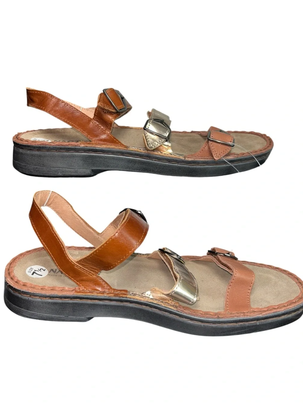 Naot Lamego Metallic Mocha Rose Gold Leather Adjustable Strap Sandals NWOT Sz 38